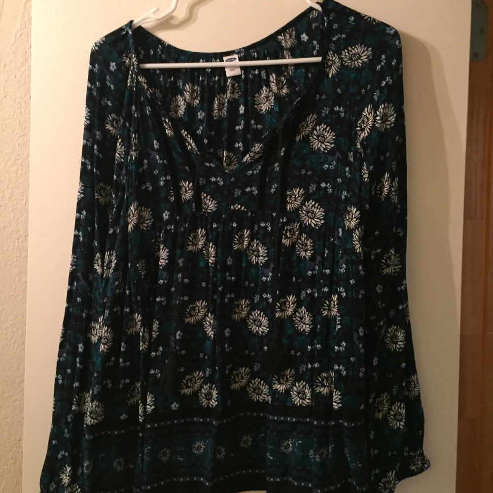 Old Navy Blue Floral Blouse